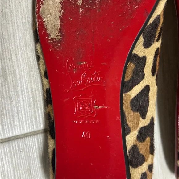 Christian Louboutin Red and Leopard Print Flats    Size 10 - Picture 7 of 13